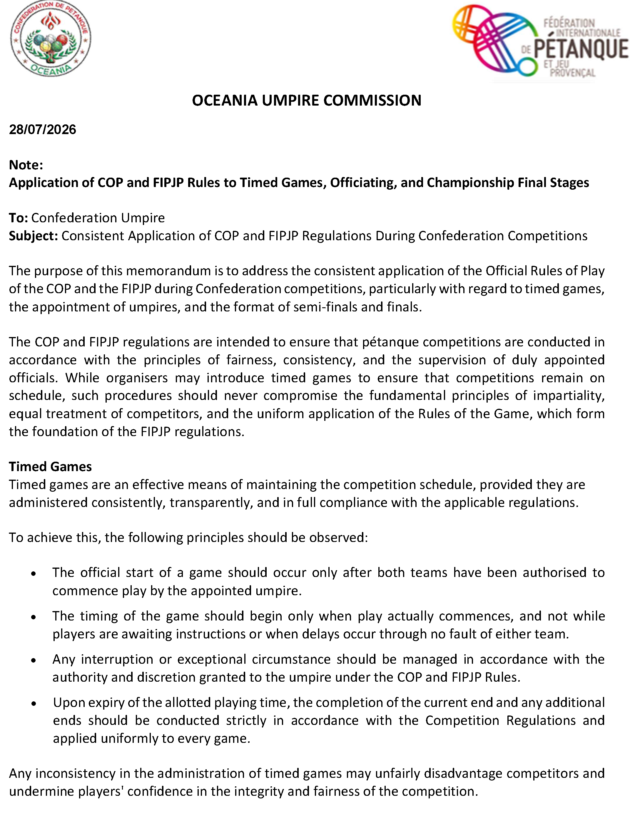 COP memo Timed games Page 1